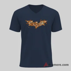 Batman Inspired Baltimore Orioles Fire Logo Shirt on navy v-neck shirt for men graphic tee