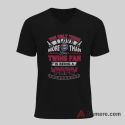 Being A Papa And Minnesota Twins Fan Baseball Shirt on black v-neck shirt for men graphic tee