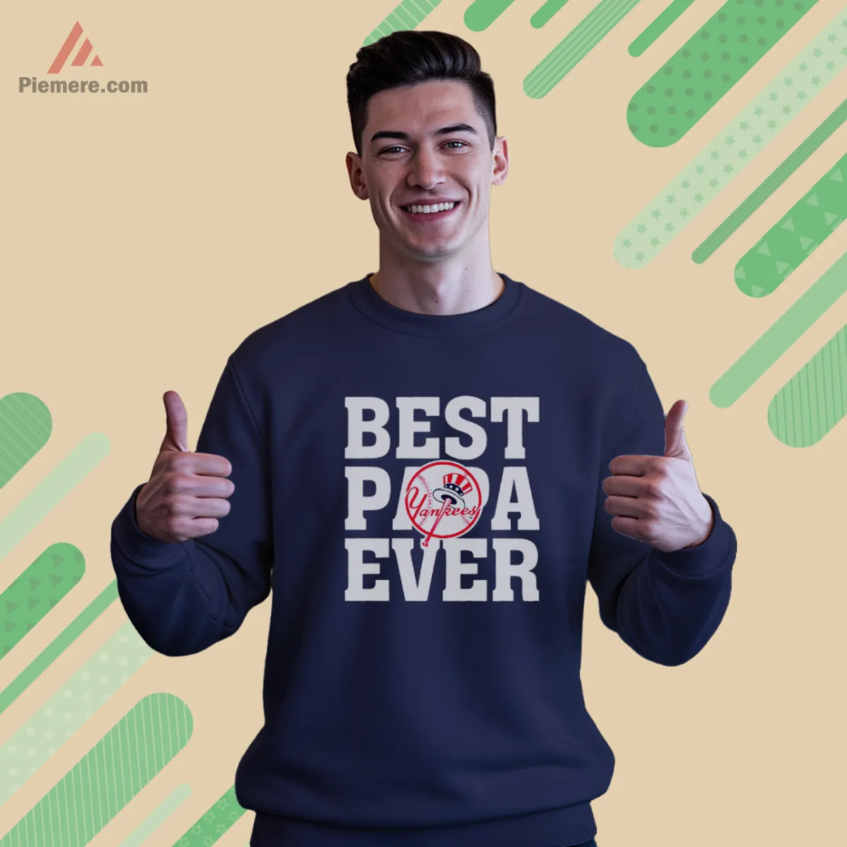 Cozy navy sweatshirt with Best Papa Ever Yankees design