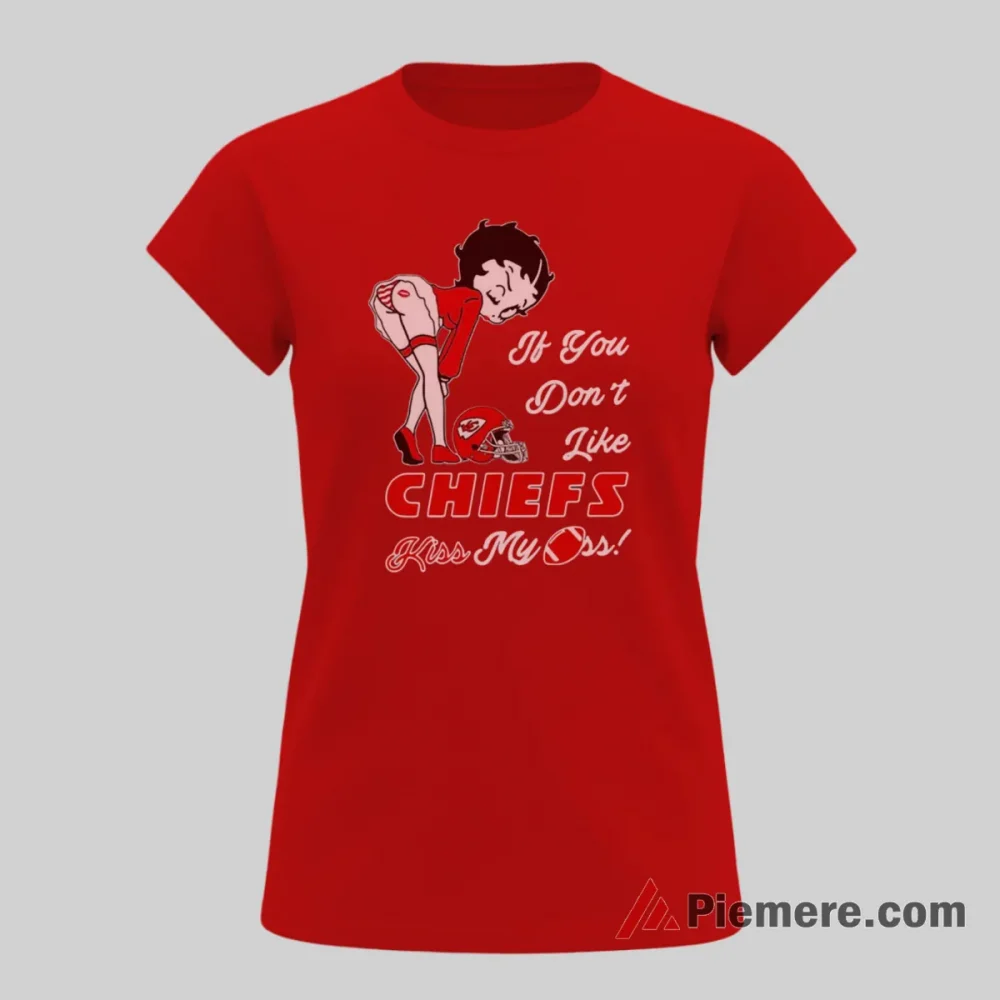 Betty Boop Kansas City Chiefs Bold Attitude Fan Shirt on red short sleeve shirt for women graphic tee