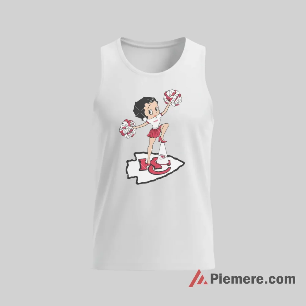 Betty Boop Kansas City Chiefs Cheer Spirit Shirt on white tank top for men graphic tee
