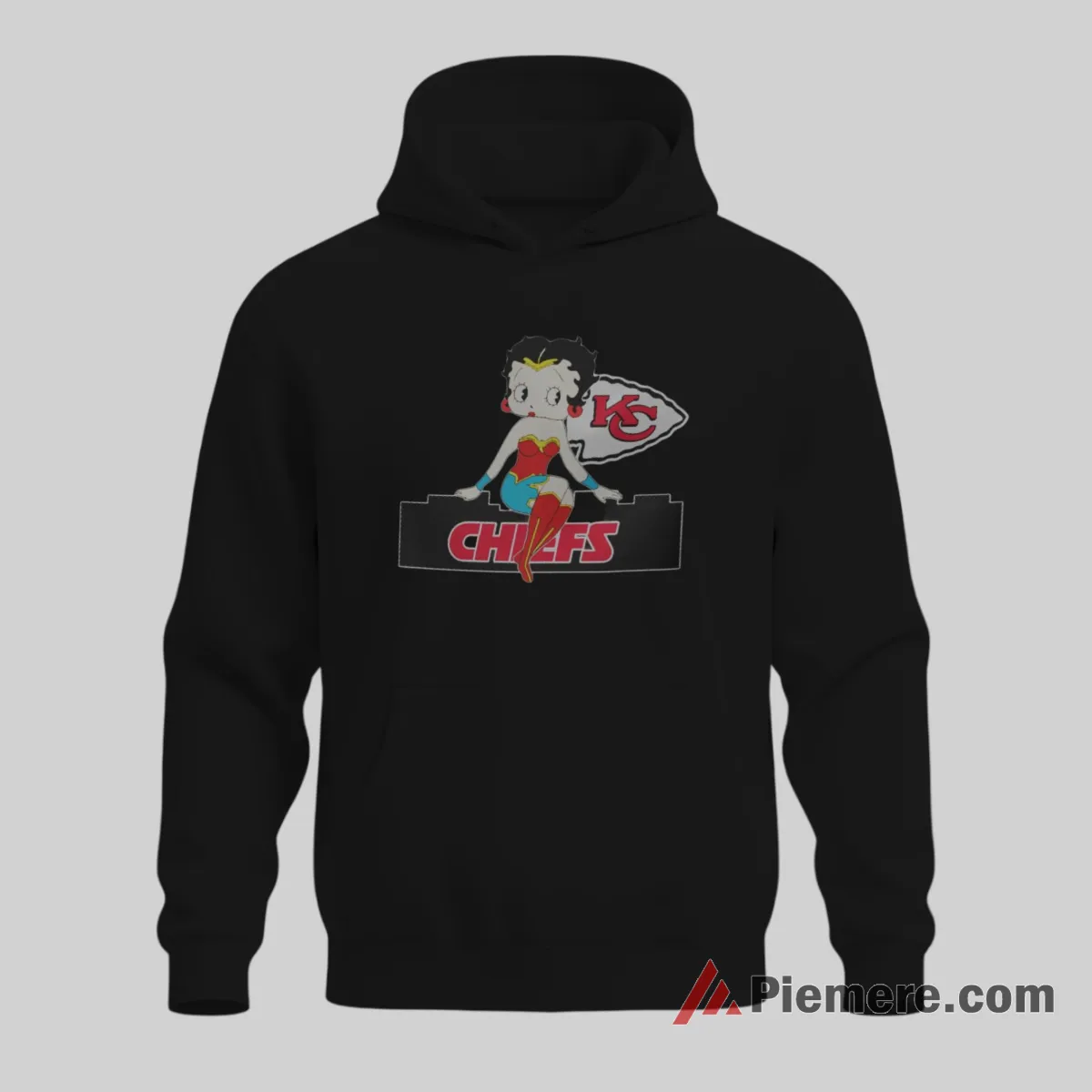 Betty Boop Kansas City Chiefs Classic Logo Fan Shirt on black hoodie for men graphic tee