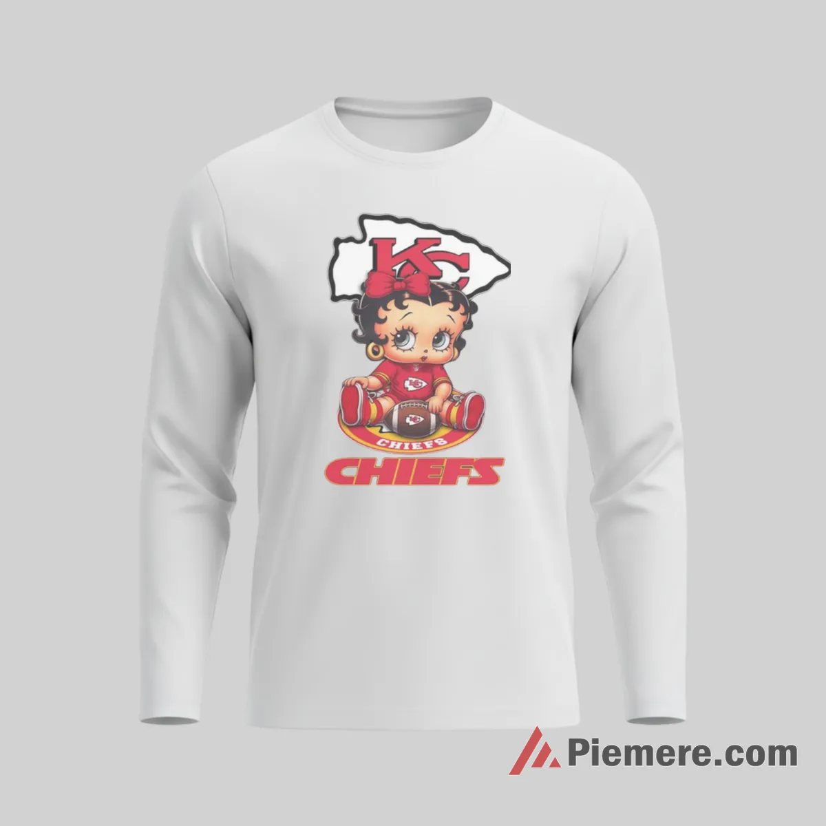 Betty Boop Kansas City Chiefs Cozy Stadium Pose Shirt on white long sleeve shirt for men graphic tee
