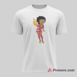 Betty Boop Kansas City Chiefs Foam Finger Spirit Shirt on white short sleeve shirt for men graphic tee