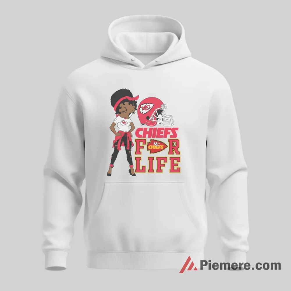 Betty Boop Kansas City Chiefs For Life Statement Shirt on white hoodie for men graphic tee
