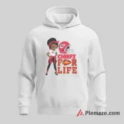 Betty Boop Kansas City Chiefs For Life Statement Shirt on white hoodie for men graphic tee