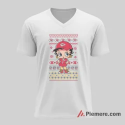 Betty Boop Kansas City Chiefs Holiday Pattern Shirt on white v-neck shirt for men graphic tee