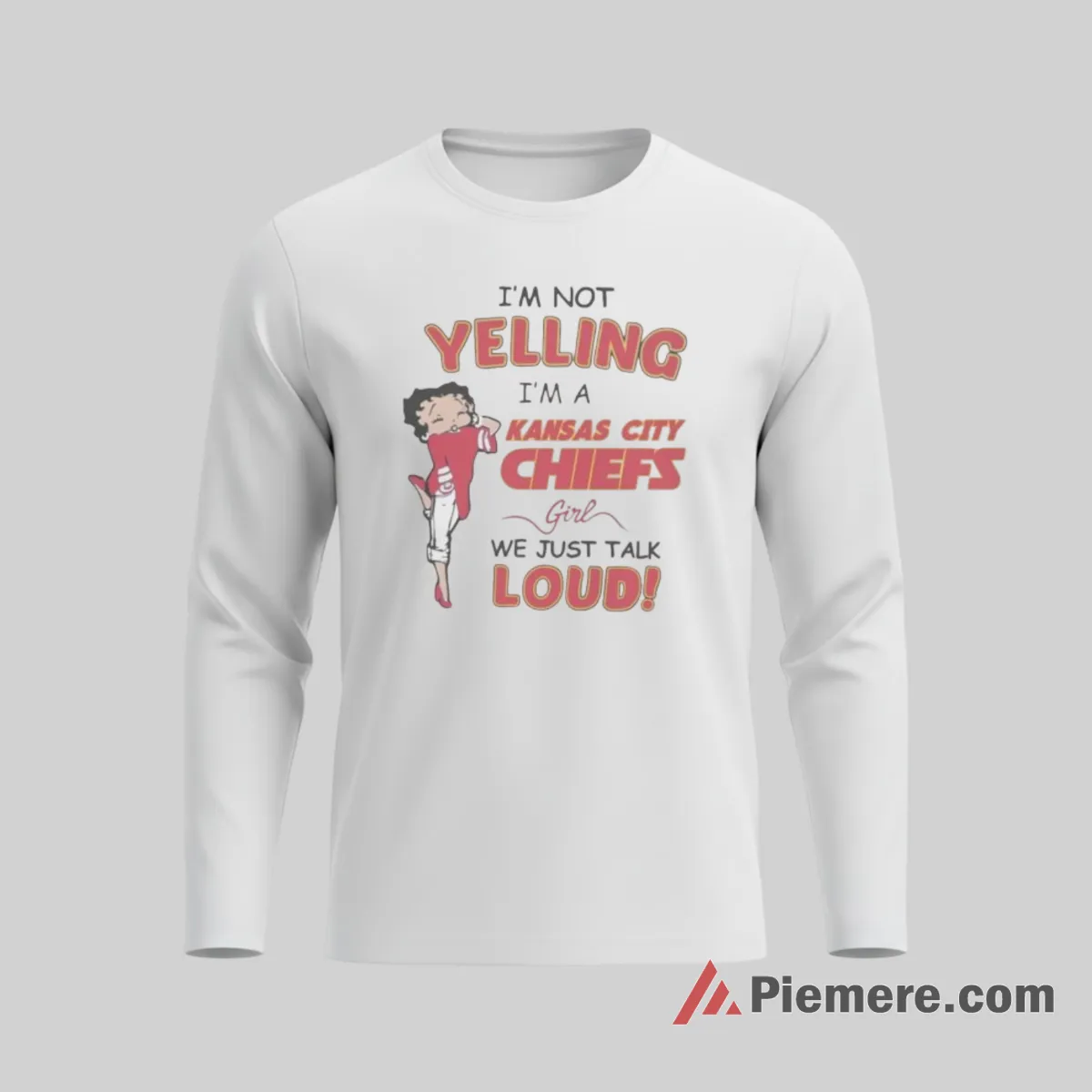 Betty Boop Kansas City Chiefs Loud Fan Quote Shirt on white long sleeve shirt for men graphic tee