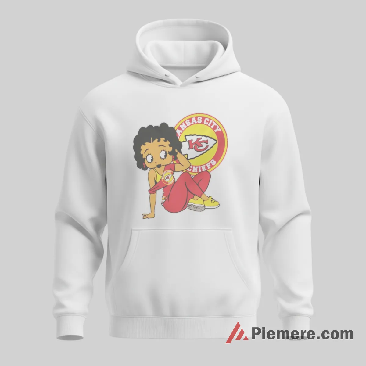 Betty Boop Kansas City Chiefs Relaxed Stadium Pose Shirt on white hoodie for men graphic tee