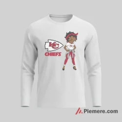 Betty Boop Kansas City Chiefs Street Style Fan Shirt on white long sleeve shirt for men graphic tee