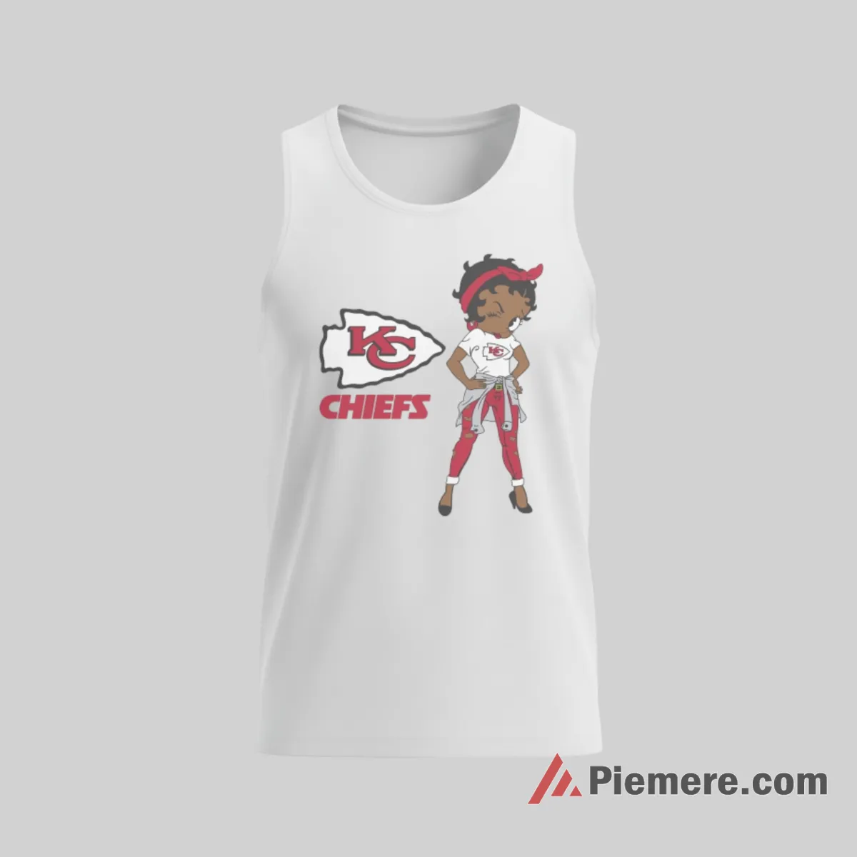 Betty Boop Kansas City Chiefs Street Style Fan Shirt on white tank top for men graphic tee