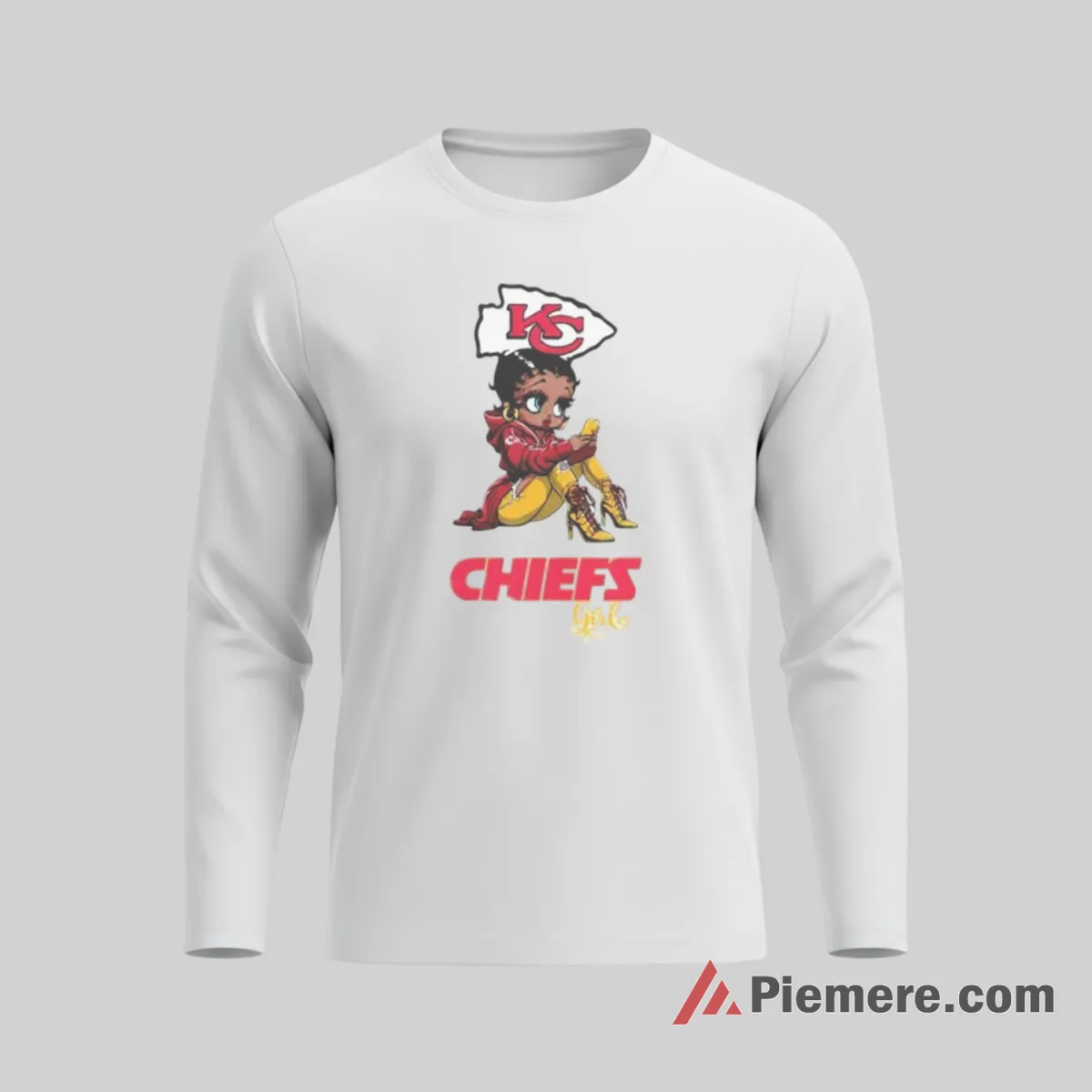 Betty Boop Kansas City Chiefs Stylish Fan Girl Shirt on white long sleeve shirt for men graphic tee