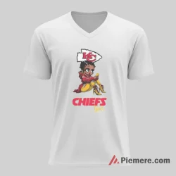 Betty Boop Kansas City Chiefs Stylish Fan Girl Shirt on white v-neck shirt for men graphic tee