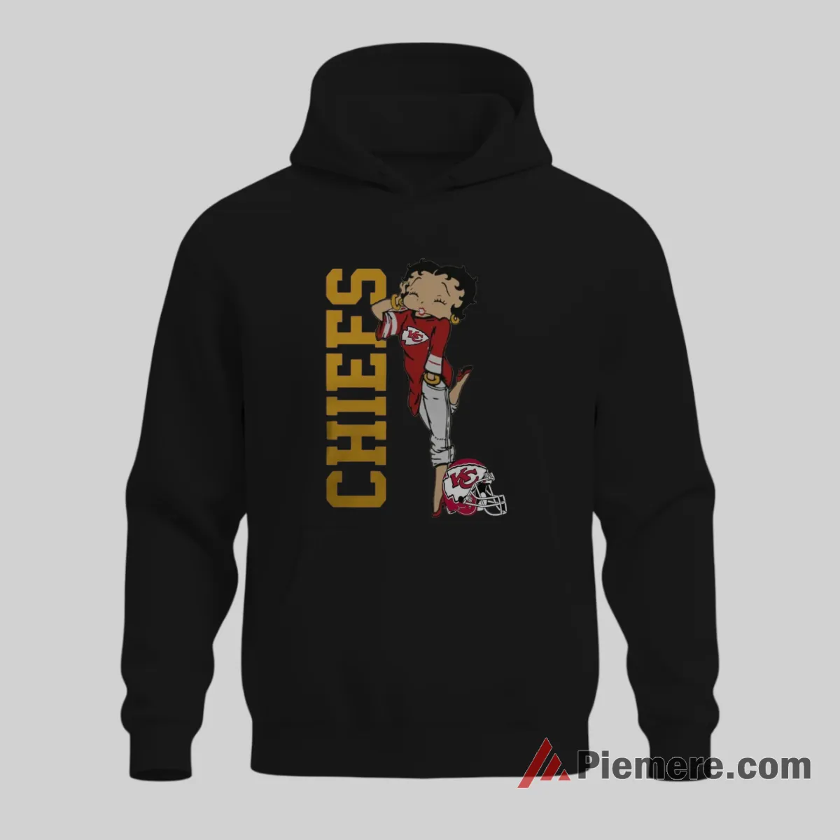 Betty Boop Kansas City Chiefs Tall Logo Statement Shirt on black hoodie for men graphic tee