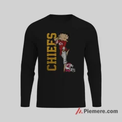 Betty Boop Kansas City Chiefs Tall Logo Statement Shirt on black long sleeve shirt for men graphic tee
