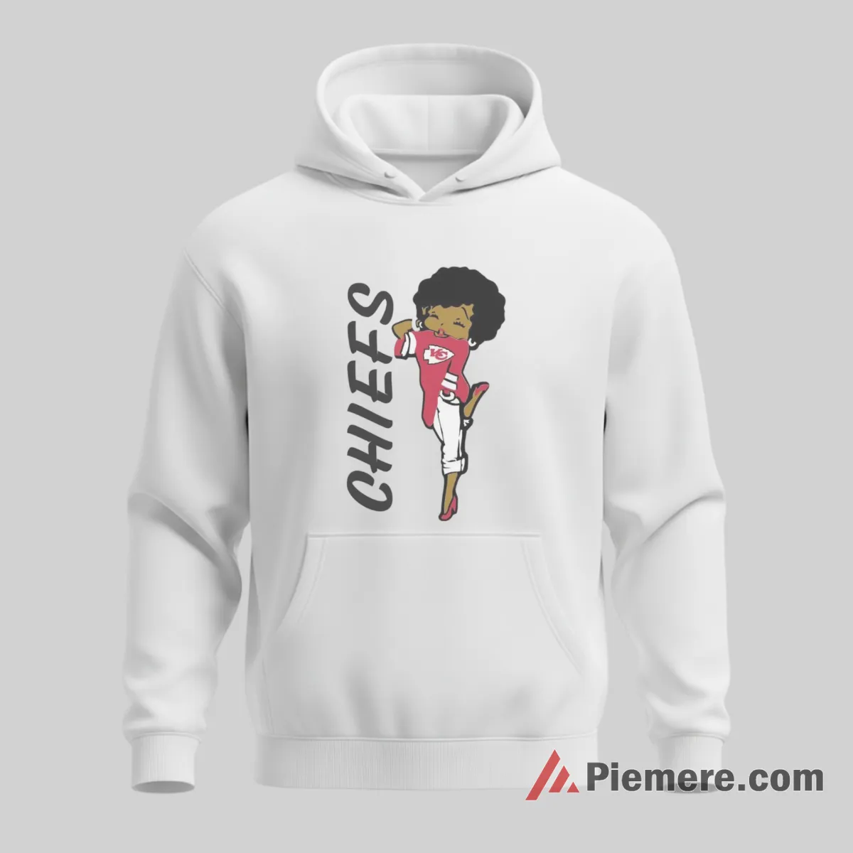 Betty Boop Kansas City Chiefs Vertical Glam Fan Shirt on white hoodie for men graphic tee