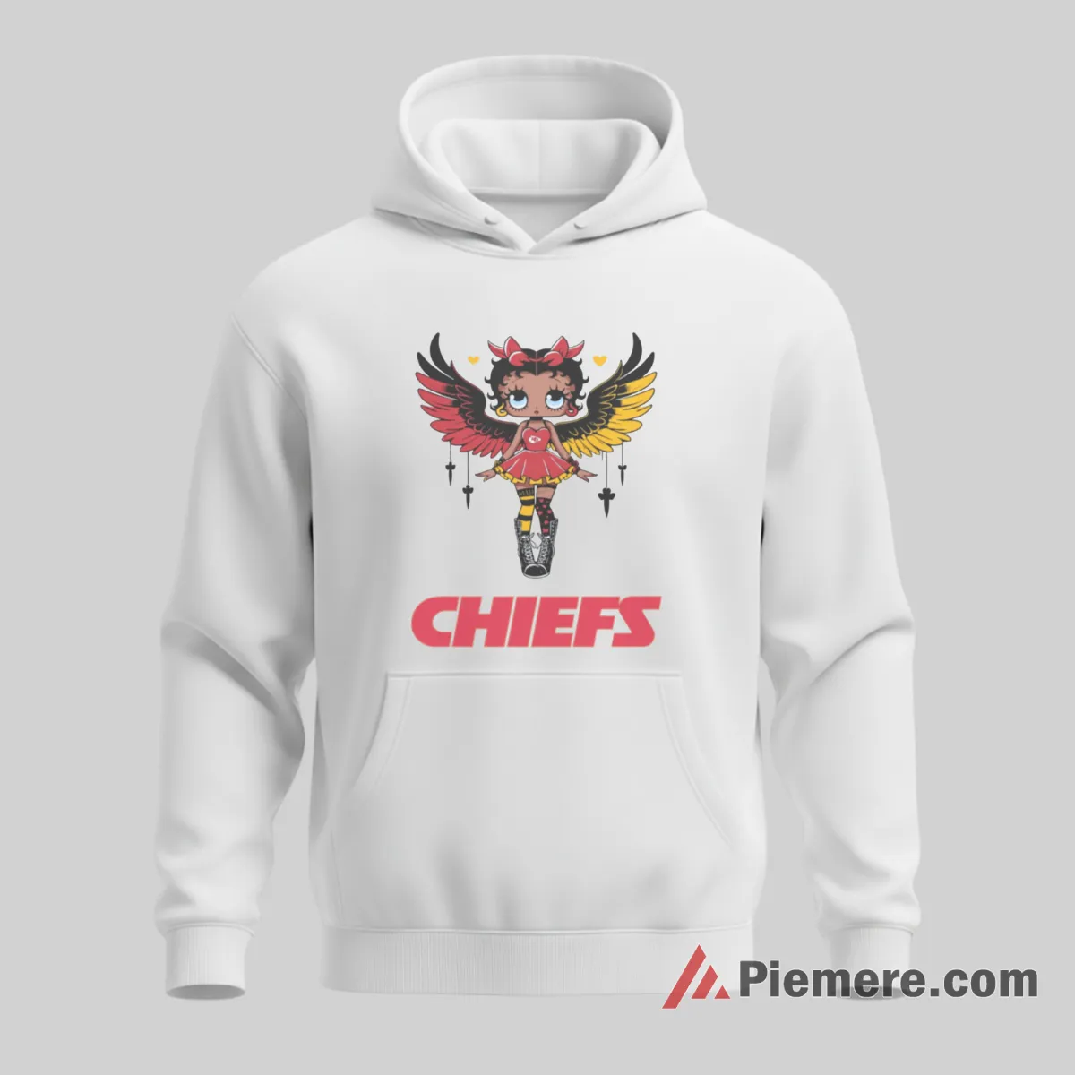 Betty Boop Kansas City Chiefs Winged Power Shirt on white hoodie for men graphic tee