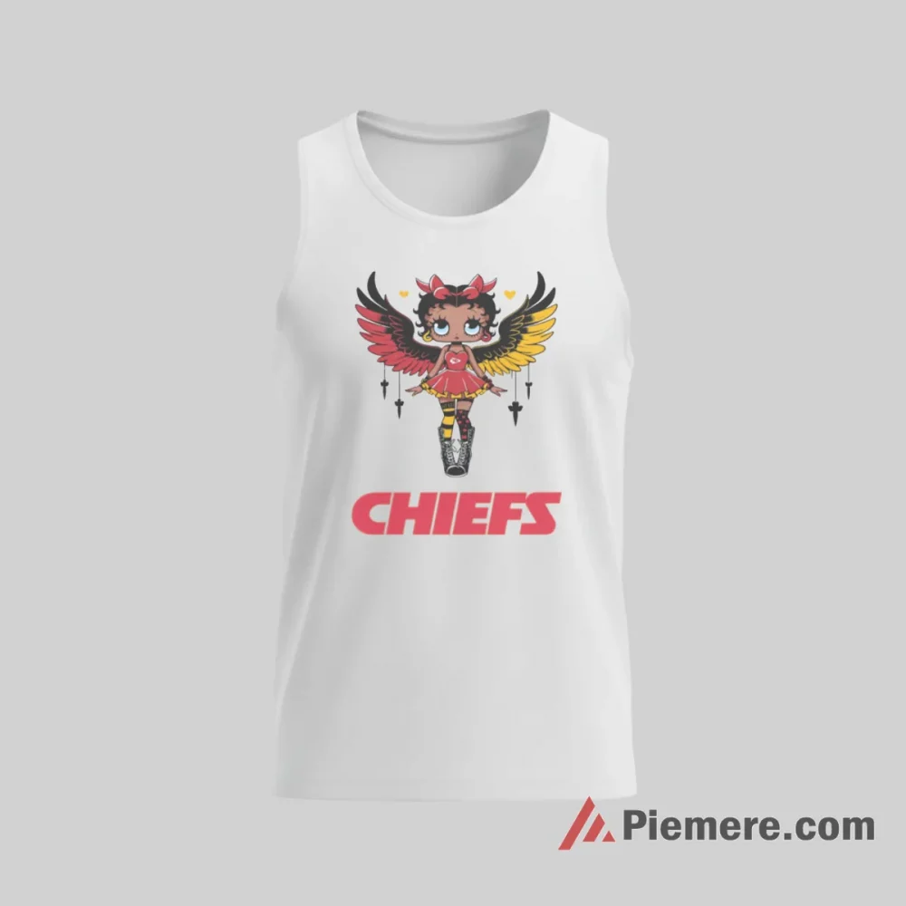 Betty Boop Kansas City Chiefs Winged Power Shirt on white tank top for men graphic tee