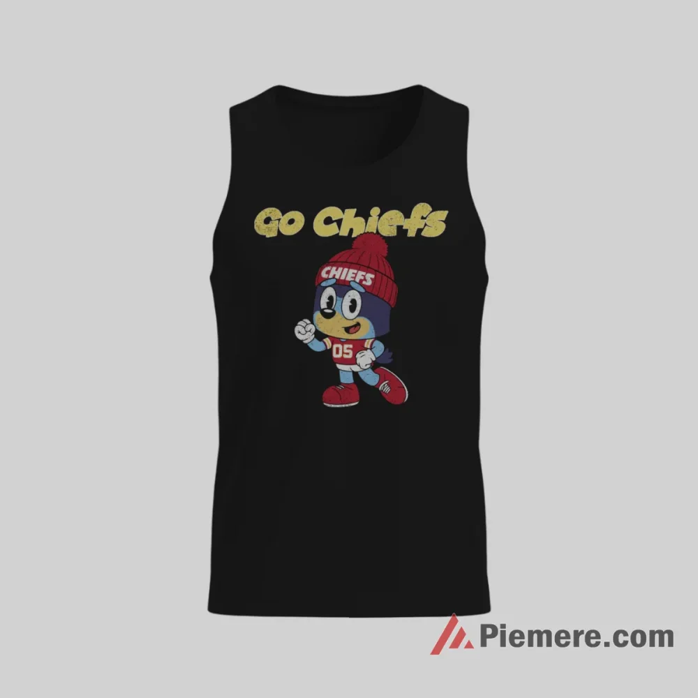 Bluey Go Chiefs Kansas City Fan Shirt on black tank top for men graphic tee