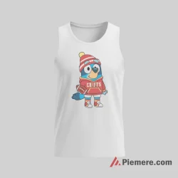 Bluey Kansas City Chiefs Winter Game Day Shirt on white tank top for men graphic tee