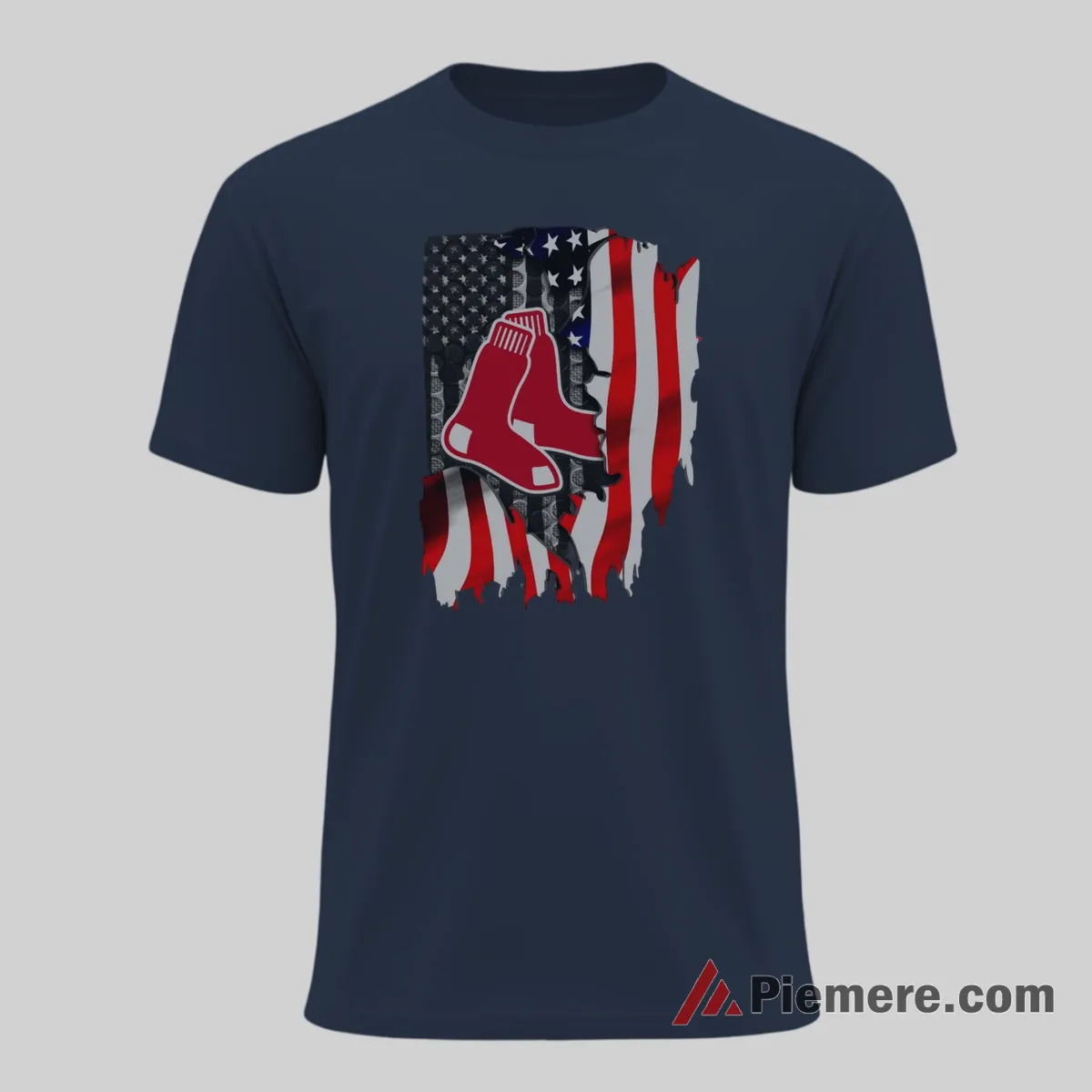 Boston Red Sox American Flag Baseball Fan Shirt on navy short sleeve shirt for men graphic tee