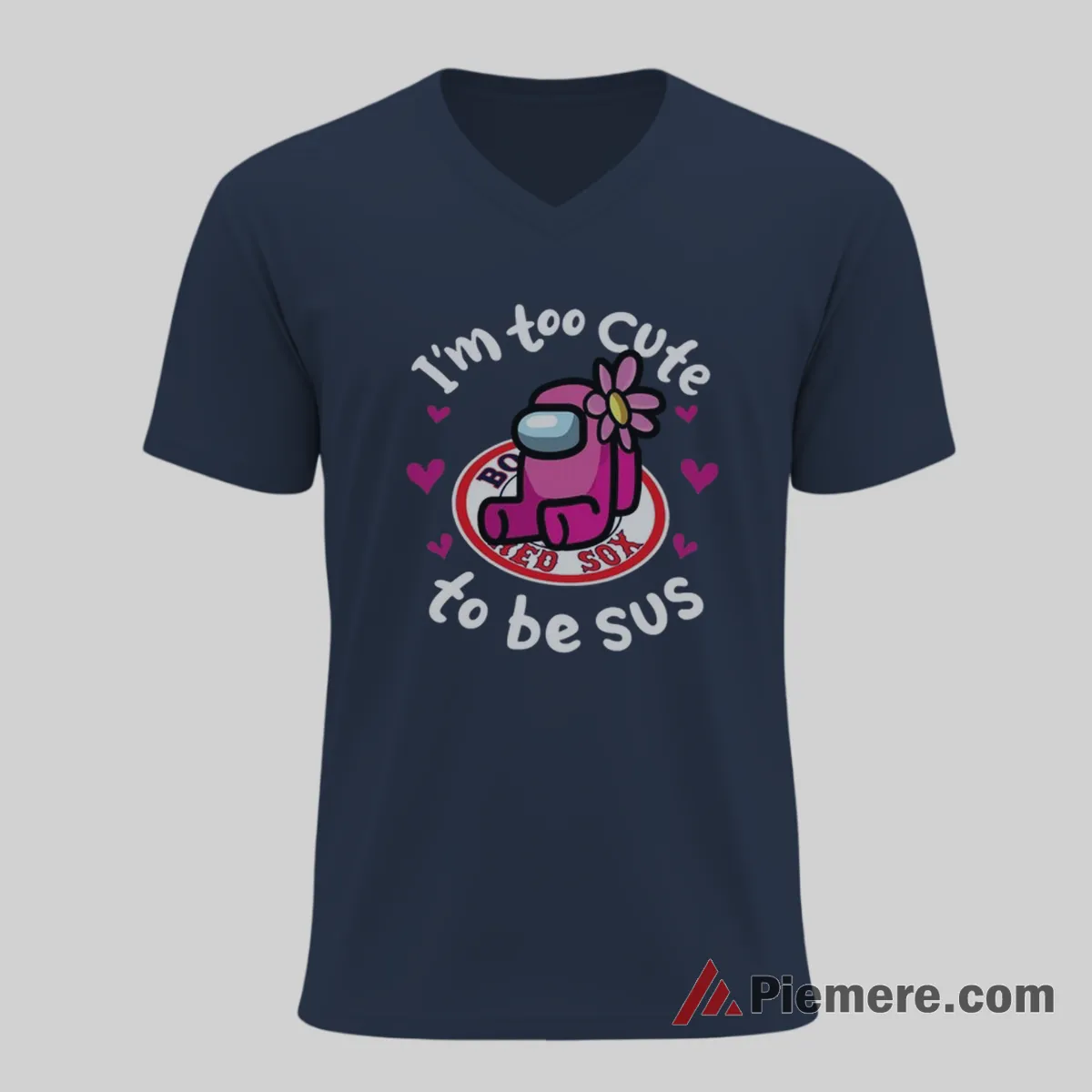 Boston Red Sox Among Us Too Cute To Be Sus Baseball Shirt on navy v-neck shirt for men graphic tee