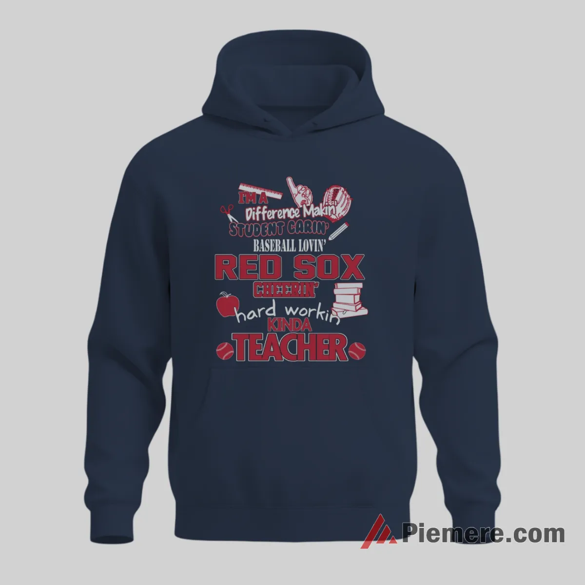 Boston Red Sox Baseball Loving Teacher Shirt on navy hoodie for men graphic tee