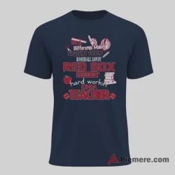 Boston Red Sox Baseball Loving Teacher Shirt on navy short sleeve shirt for men graphic tee