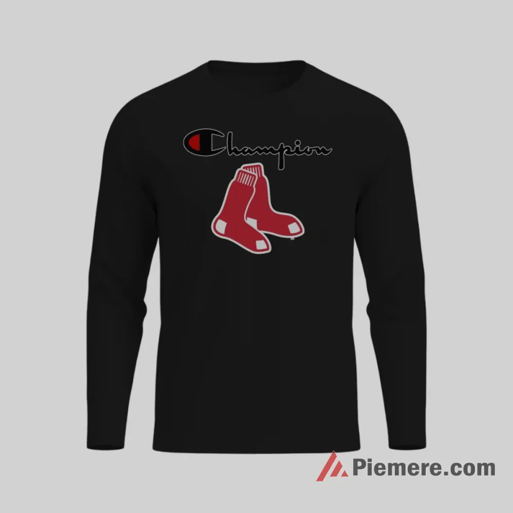 Boston Red Sox Champion Baseball Shirt on black long sleeve shirt for men graphic tee