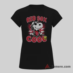 Boston Red Sox Cool Snoopy Baseball Shirt on black short sleeve shirt for women graphic tee