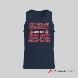 Boston Red Sox Count Me In Baseball Shirt on navy tank top for men graphic tee
