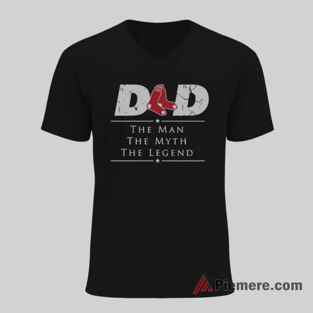Boston Red Sox Dad The Man The Myth The Legend Shirt on black v-neck shirt for men graphic tee