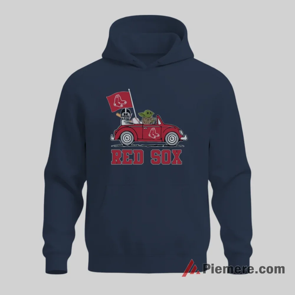 Boston Red Sox Darth Vader And Baby Yoda Driving Baseball Shirt on navy hoodie for men graphic tee