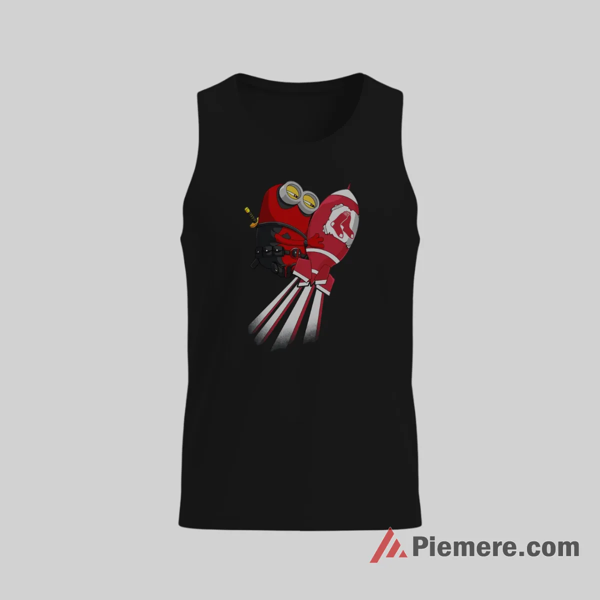 Boston Red Sox Deadpool Minion Marvel Baseball Shirt on black tank top for men graphic tee