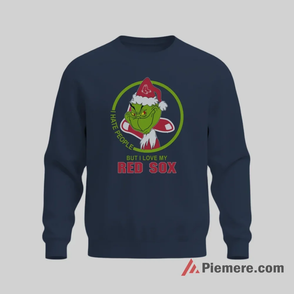 Boston Red Sox Grinch I Hate People But I Love My Team Shirt on graphic shirt for men graphic tee