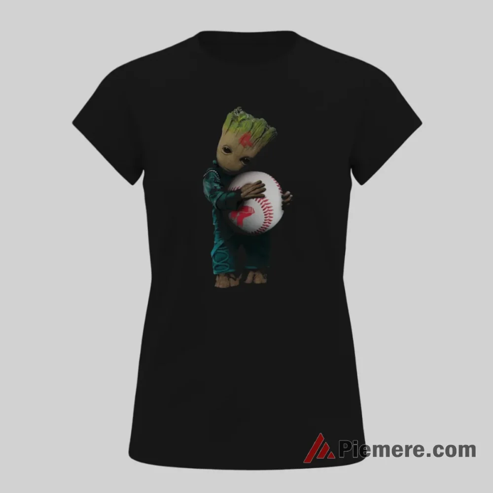 Boston Red Sox Groot Guardians Of The Galaxy Baseball Shirt on black short sleeve shirt for women graphic tee