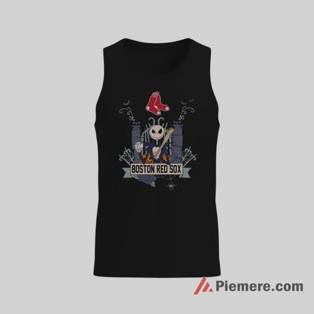Boston Red Sox Jack Skellington Halloween Baseball Shirt on black tank top for men graphic tee