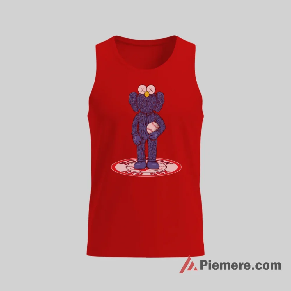 Boston Red Sox Kaws Bff Blue Figure Baseball Shirt on red tank top for men graphic tee