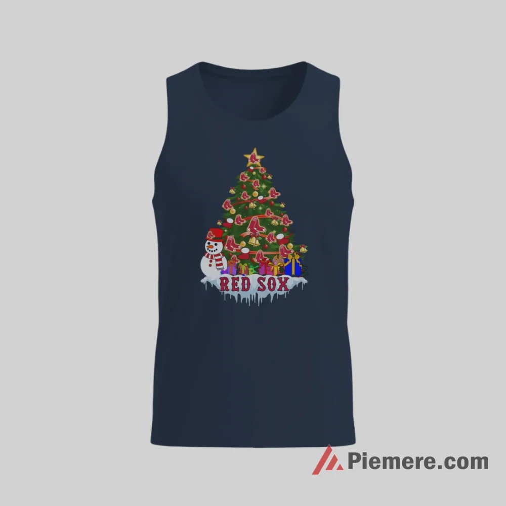 Boston Red Sox Merry Christmas Baseball Shirt on navy tank top for men graphic tee