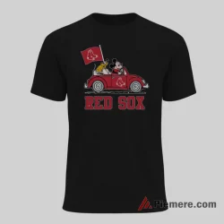 Boston Red Sox Mickey Mouse Pluto Road Trip Shirt on black short sleeve shirt for men graphic tee