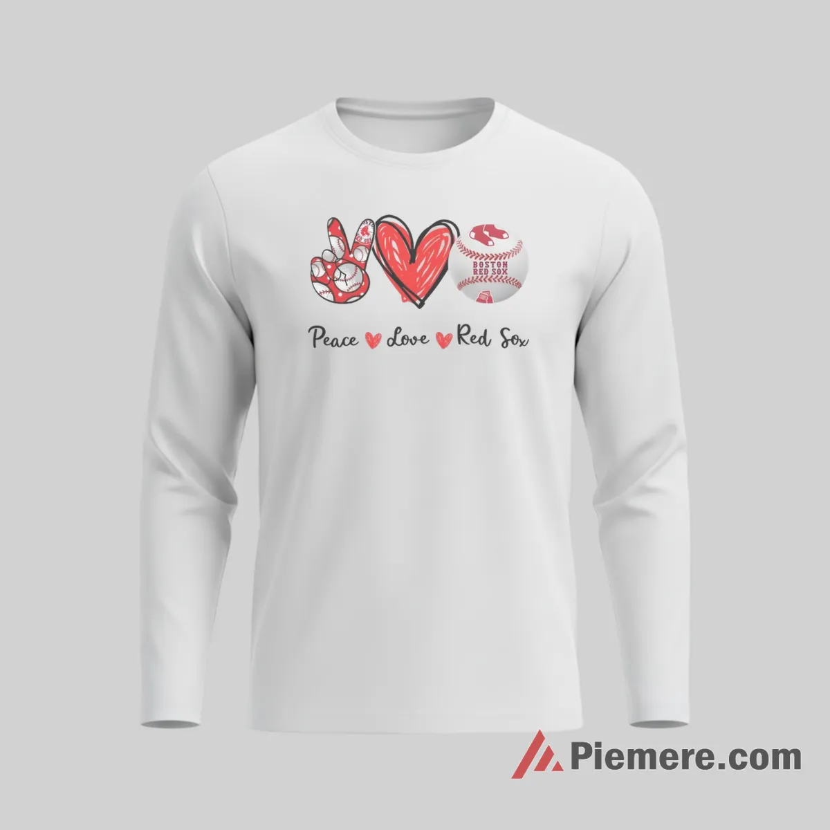 Boston Red Sox Peace And Love Baseball Shirt on white long sleeve shirt for men graphic tee