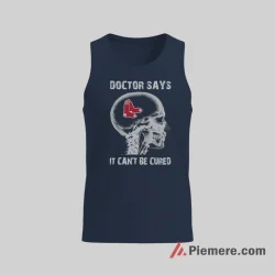 Boston Red Sox Skull It Cant Be Cured Baseball Shirt on navy tank top for men graphic tee