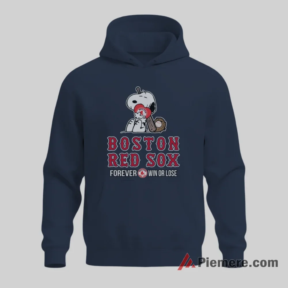 Boston Red Sox Snoopy Forever Win Or Lose Shirt on navy hoodie for men graphic tee