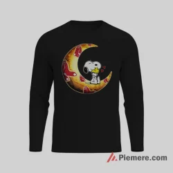 Boston Red Sox Snoopy To The Moon And Back Fan Shirt on black long sleeve shirt for men graphic tee