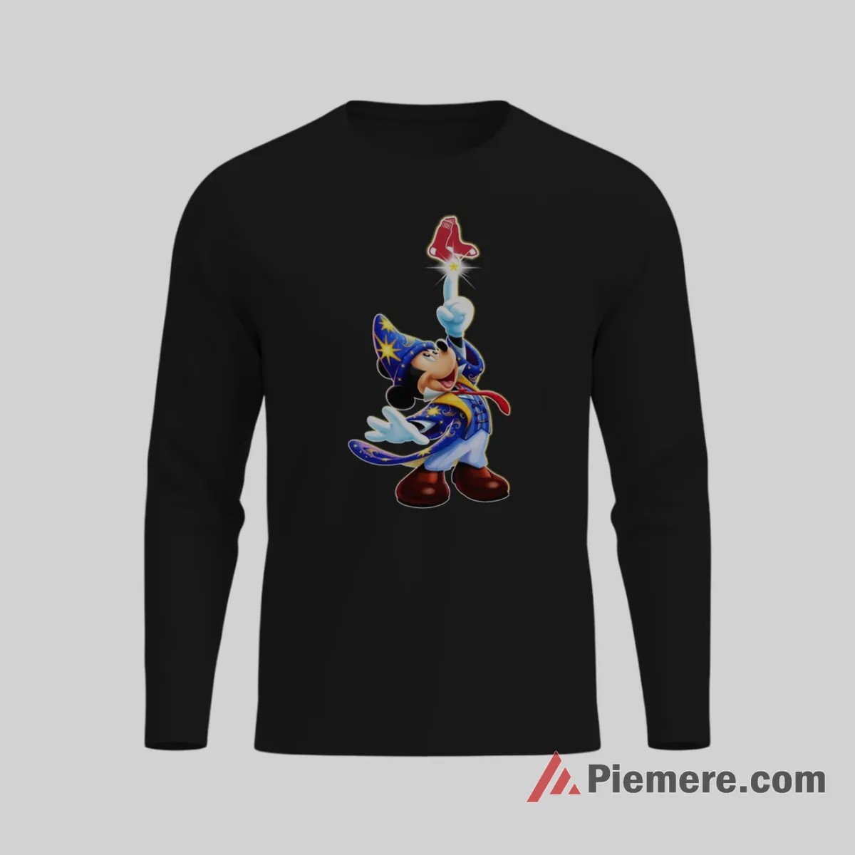 Boston Red Sox Sorcerer Mickey Magic Fan Shirt on black long sleeve shirt for men graphic tee