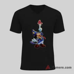 Boston Red Sox Sorcerer Mickey Magic Fan Shirt on black v-neck shirt for men graphic tee
