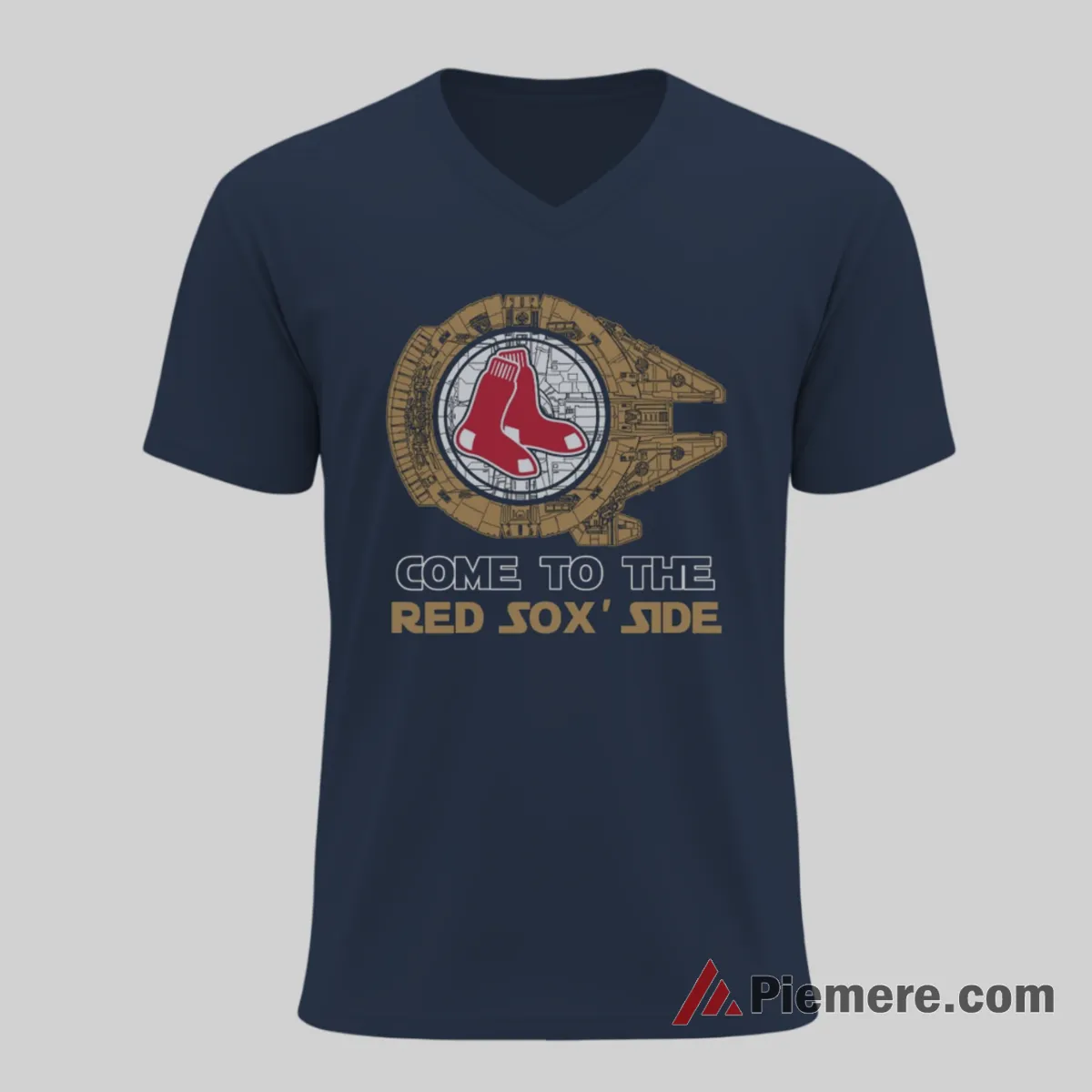 Boston Red Sox Star Wars Come To The Red Sox Side Baseball Shirt on navy v-neck shirt for men graphic tee