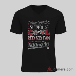 Boston Red Sox Super Cool Fan Baseball Shirt on black v-neck shirt for men graphic tee