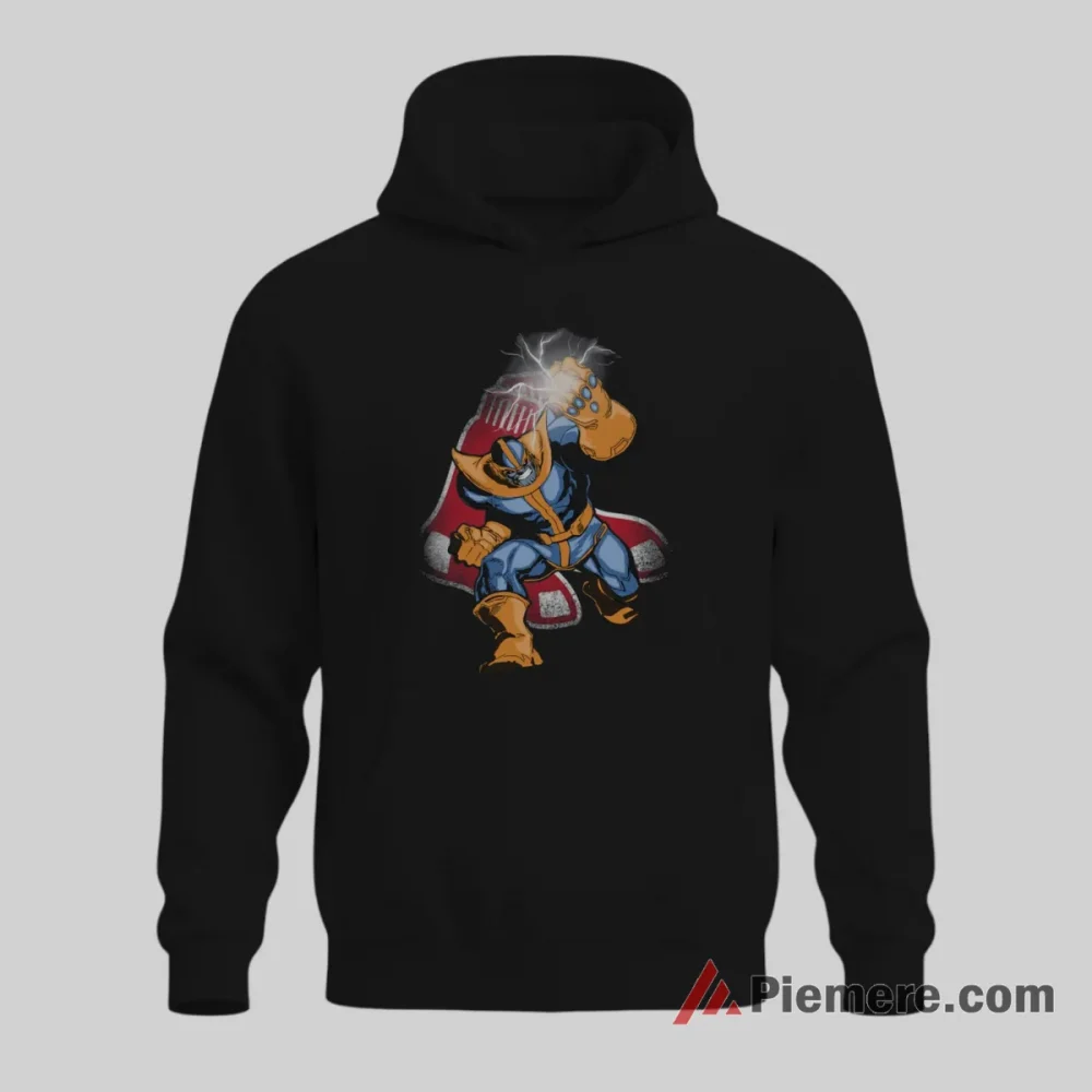 Boston Red Sox Thanos Avengers Infinity War Baseball Shirt on black hoodie for men graphic tee