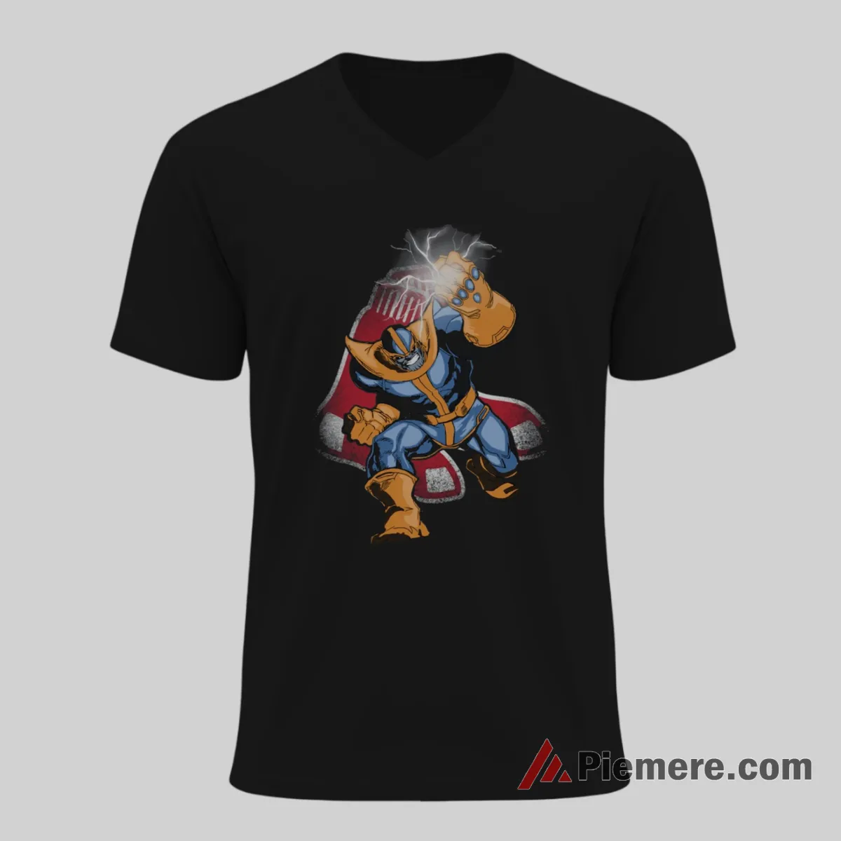 Boston Red Sox Thanos Avengers Infinity War Baseball Shirt on black v-neck shirt for men graphic tee